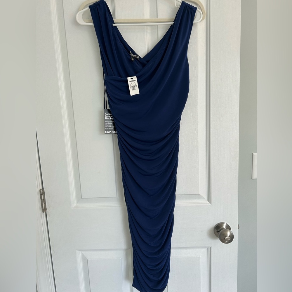 Express Women's Dark Blue Drape Dress